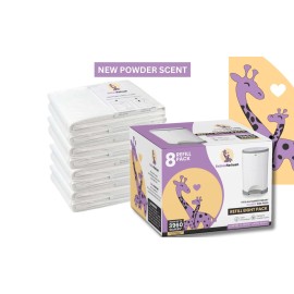 BabiesRefresh Refills Compatible with DEKOR CLASSIC Diaper Pail Refills | 8 Pack | Diaper Pail Odor Eliminator| Fresh Powder Scent | Each Diaper Bag Refill Holds up to 3960 Diapers | Diaper bin refill