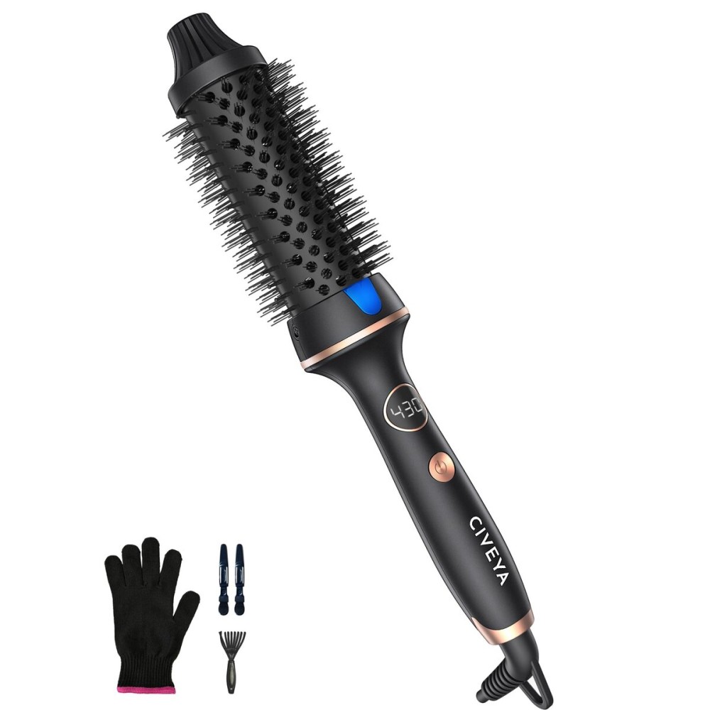 CIVEYA Thermal Brush for Blowout Look, 1 1/2 Inch Heated Round Brush Styler, Negative Ion Curling Iron