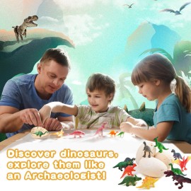 Whiriwhiri Dino Eggs Dig Kit, 12 Unique Fossil Eggs and Discover Dinosaur Excavation Tools Science STEM Digging Toy Gift Present for Boys Girls Age 6-12 Easter Egg Birthday Party, Playdates, Workshops