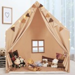 MORITECK Kids Play Tent with Padded Mat & Star LED Lights for Ages 4-8-10 Year Old Girls Boys, Large Cute Indoor Play Room House Tent for Toddler Children