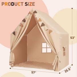 MORITECK Kids Play Tent with Padded Mat & Star LED Lights for Ages 4-8-10 Year Old Girls Boys, Large Cute Indoor Play Room House Tent for Toddler Children