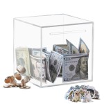 Totola Clear and Unopenable Piggy Bank, Transparent Money Box for Cash Savings, Must-Break-to-Open Acrylic Coin Bank Change Jar for Real Money, Birthday Gifts for Kids & Adults (Square, Medium)