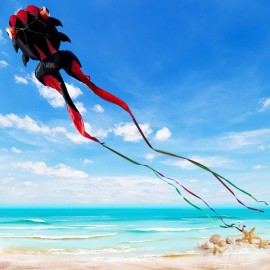 43ft Large Kites for Adults,3D Goldfish Frameless Soft Umbrella Giant Flying Kites,Easy to Fly with 330Ft Kite String in Beach and Amusement Parks-Ages 12+ (Black red)