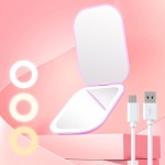 Gospire Ultra-Slim Lighted Travel Makeup Mirror with Lights and Magnification, Rechargeable 3X Magnifying Mirror with 3 Light Colors & Adjustable Brightness, LED Compact Mirror for Purses - Purple