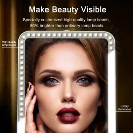 15X Travel Makeup Mirror with Lights,Rechargeable Portable 1X Vanity Mirror with 15X Magnifying Mirror,Folding Lighted Cosmetic Vanity Mirror with Adjustable Stand,3 Color Lighting,Dimmable