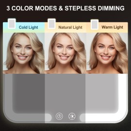 15X Travel Makeup Mirror with Lights,Rechargeable Portable 1X Vanity Mirror with 15X Magnifying Mirror,Folding Lighted Cosmetic Vanity Mirror with Adjustable Stand,3 Color Lighting,Dimmable