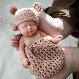 MYREBABY Reborn Baby Doll 7 Inch Silicone Doll Girl Bella Mini Realistic Newborn Baby Dolls Silicone Full Body Stress Relief