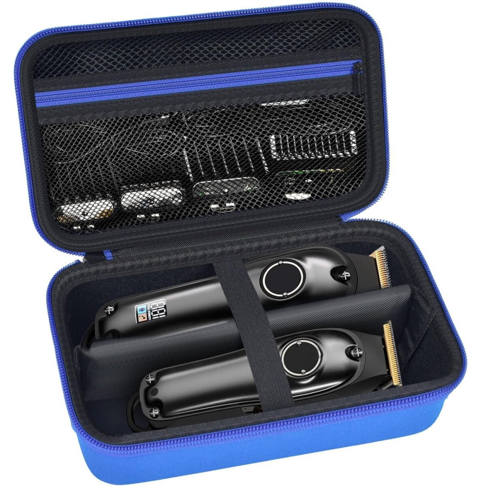 Case Compatible with Ufree/for AngFan/for Suprent/for GLAKER/for Romanda Professional Hair Clippers, Beard Trimmer Grooming Storage Holder for Cordless Barber & Trimmers Set (Box Only) -Blue