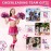 Lyrow 160 Pcs Cheerleader Gifts Bulk for Team Cheer Scrunchies Hair Ties Makeup Bag Cheer Mirror Bracelet Keychain Sticker for Back to School(Pink)