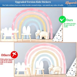 Kingarch Large Watercolor Rainbow Wall Decals, Colorful Peel and Stick Fabric Nursery Wall Decor, Removable Home Room Wall Decor Murals Stickers for Kids Girls Toddler Bedroom Living Room Playroom
