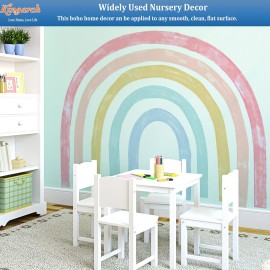 Kingarch Large Watercolor Rainbow Wall Decals, Colorful Peel and Stick Fabric Nursery Wall Decor, Removable Home Room Wall Decor Murals Stickers for Kids Girls Toddler Bedroom Living Room Playroom