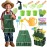JOI MEW Kids Gardening Tools Set, Garden Toys w/Wooden Handle Alloy Rake,Fork,Trowel, Watering Can,Gloves,Tote Bag,Plant pots, DIY Bookmark Kits, Spring Summer Toy Outdoor Gift for Toddler Boy Girl