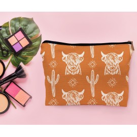 Lacosu Western Cow Makeup Bag,Western Cow Gifts For Women,Cowgirl Stuff For Women,Cowgirl Gifts(COW A)