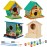 Liliful 4 Pack Birdhouse Kit DIY Wooden Lovely Bird House with Paint and Paintbrushes Arts and Crafts Painting Kits for Boys Girls Adults Christmas Party Gift Build Paint Classroom Birthday Craft