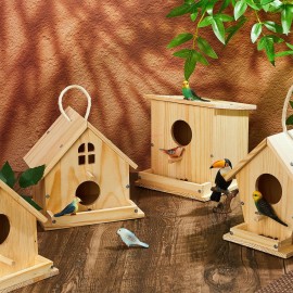 Liliful 4 Pack Birdhouse Kit DIY Wooden Lovely Bird House with Paint and Paintbrushes Arts and Crafts Painting Kits for Boys Girls Adults Christmas Party Gift Build Paint Classroom Birthday Craft