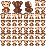 Silipull 50 Pcs Mini Monkey Figurines Resin Monkey Figures Bulk Tiny Animals Party Favors for Summer Cake Topper Goodie Bag Fillers Supplies Stuffers