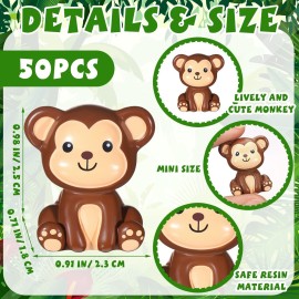 Silipull 50 Pcs Mini Monkey Figurines Resin Monkey Figures Bulk Tiny Animals Party Favors for Summer Cake Topper Goodie Bag Fillers Supplies Stuffers