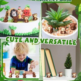 Silipull 50 Pcs Mini Monkey Figurines Resin Monkey Figures Bulk Tiny Animals Party Favors for Summer Cake Topper Goodie Bag Fillers Supplies Stuffers