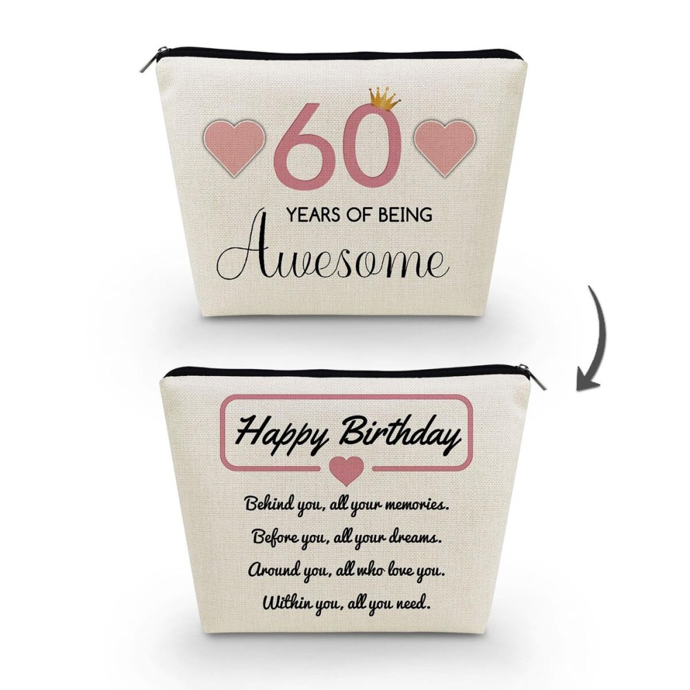 Livel lhood 60th Birthday Gift Makeup Bag for Women Cute Small Cosmetic Bag for Purse Travel Toiletry Zipper Pouch for 60-Year-Old Women Happy Birthday Gift Pink 60 Awesome Makeup Bag Livel lhood 60th Birthday Gift Makeup Bag for Women Cute Small Cosmetic Bag for Purse Travel Toiletry Zipper Pouch for 60-Year-Old Women Happy Birthday Gift Pink 60 Awesome Makeup Bag