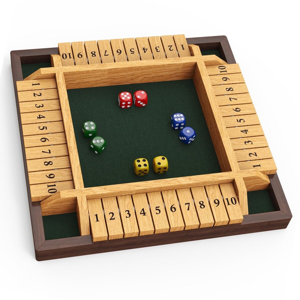 CANYAVE Shut The Box Game, 4 Player Wooden Board Game Dice Game, Classic Math Learning Game for Kids -12 x 12