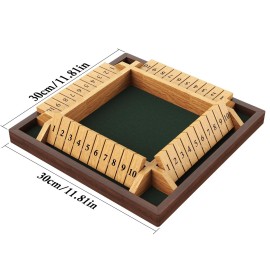 CANYAVE Shut The Box Game, 4 Player Wooden Board Game Dice Game, Classic Math Learning Game for Kids -12 x 12