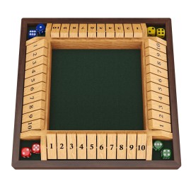 CANYAVE Shut The Box Game, 4 Player Wooden Board Game Dice Game, Classic Math Learning Game for Kids -12 x 12