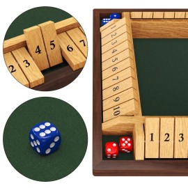 CANYAVE Shut The Box Game, 4 Player Wooden Board Game Dice Game, Classic Math Learning Game for Kids -12 x 12