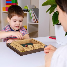 CANYAVE Shut The Box Game, 4 Player Wooden Board Game Dice Game, Classic Math Learning Game for Kids -12 x 12