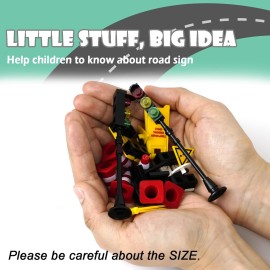 Pasacho City Road Signs Bricks Accessories, Construction Site Street Signs, Mini Traffic Cones & Crosswalk Signal Toys for Kids Building Blocks Toys for Boys