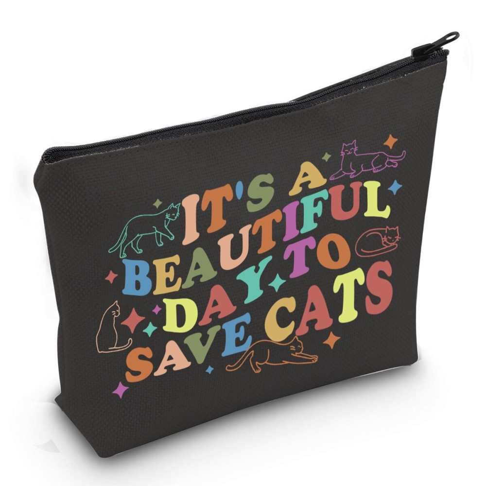 JXGZSO Cat Rescue Cosmetic Bag It Is a Beautiful Day To Save Cats Cosmetic Bag Cat Lover Gift Veterinarian Gift Vet School Gift (Save Cats Bag) JXGZSO Cat Rescue Cosmetic Bag It Is a Beautiful Day To Save Cats Cosmetic Bag Cat Lover Gift Veterinarian Gift Vet School Gift (Save Cats Bag)