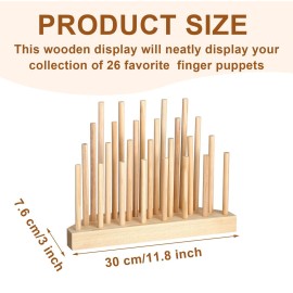 Briwooody Finger Puppets Stand 11.8 x 3 Inch Wooden Finger Puppet Holder for Kids Toddlers Classroom Home Anti Crush Stand for Storage and Easy Accessibility