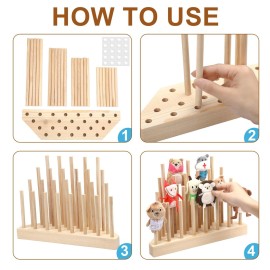 Briwooody Finger Puppets Stand 11.8 x 3 Inch Wooden Finger Puppet Holder for Kids Toddlers Classroom Home Anti Crush Stand for Storage and Easy Accessibility