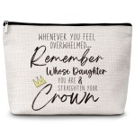 Daughter Gift Cosmetic Bag, Whenever You Feel Overwhelmed Remember Whose Daughter You Are & Straighten Your Crown Makeup Bag, Daughter Gift from Mom, Birthday Graduation Gifts for Daughter -30