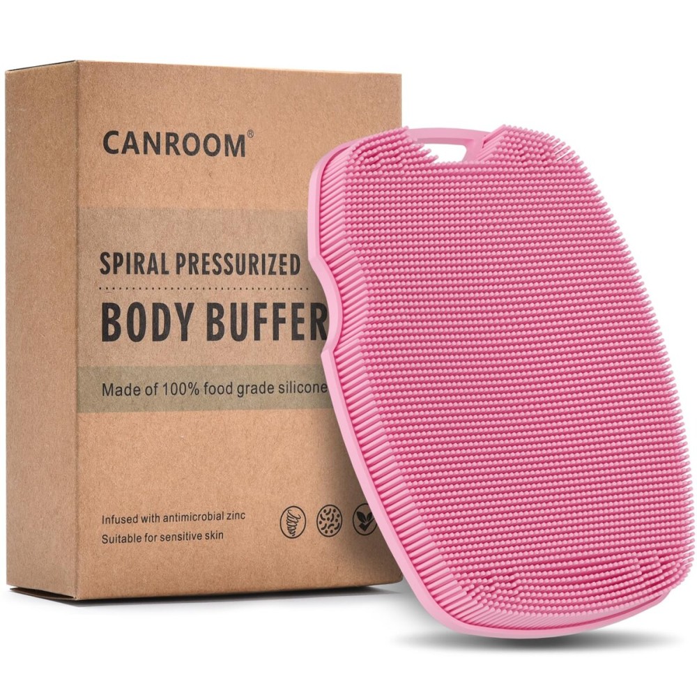 Canroom Silicone Body Scrubber - Zinc Infused - Highly Elastic Bristles - Exfoliating Body Scrubber for Cellulite Reduction,Blood Circulation,Massage for Flawless Skin - Pink Canroom Silicone Body Scrubber - Zinc Infused - Highly Elastic Bristles - Exfoliating Body Scrubber for Cellulite Reduction,Blood Circulation,Massage for Flawless Skin - Pink