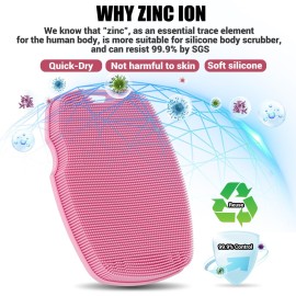 Canroom Silicone Body Scrubber - Zinc Infused - Highly Elastic Bristles - Exfoliating Body Scrubber for Cellulite Reduction,Blood Circulation,Massage for Flawless Skin - Pink Canroom Silicone Body Scrubber - Zinc Infused - Highly Elastic Bristles - Exfoliating Body Scrubber for Cellulite Reduction,Blood Circulation,Massage for Flawless Skin - Pink