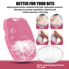 Canroom Silicone Body Scrubber - Zinc Infused - Highly Elastic Bristles - Exfoliating Body Scrubber for Cellulite Reduction,Blood Circulation,Massage for Flawless Skin - Pink Canroom Silicone Body Scrubber - Zinc Infused - Highly Elastic Bristles - Exfoliating Body Scrubber for Cellulite Reduction,Blood Circulation,Massage for Flawless Skin - Pink
