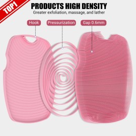 Canroom Silicone Body Scrubber - Zinc Infused - Highly Elastic Bristles - Exfoliating Body Scrubber for Cellulite Reduction,Blood Circulation,Massage for Flawless Skin - Pink Canroom Silicone Body Scrubber - Zinc Infused - Highly Elastic Bristles - Exfoliating Body Scrubber for Cellulite Reduction,Blood Circulation,Massage for Flawless Skin - Pink