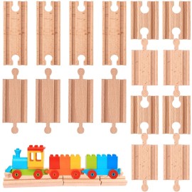 16 Pcs Straight Wooden Tracks Expansion Wood Train..