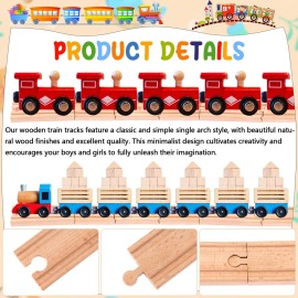 16 Pcs Straight Wooden Tracks Expansion Wood Train Track Connectors and Adapters Male Male Female Female Wood Train Track Pieces Accessories Wooden Tracks Bridge for Most Major Toy Trains Railway
