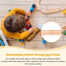 16 Pcs Straight Wooden Tracks Expansion Wood Train Track Connectors and Adapters Male Male Female Female Wood Train Track Pieces Accessories Wooden Tracks Bridge for Most Major Toy Trains Railway