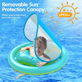Z1ZZ Swimming Baby Pool-Float Toys: Best Inflatable Baby FloatToys with Sun Protection Canopy for Toddler Age 6-18 Months 1 2 Years Old Kids Swimming Learning Activity