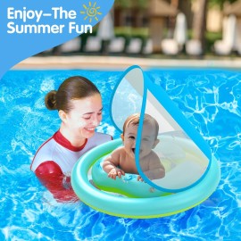 Z1ZZ Swimming Baby Pool-Float Toys: Best Inflatable Baby FloatToys with Sun Protection Canopy for Toddler Age 6-18 Months 1 2 Years Old Kids Swimming Learning Activity