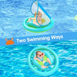Z1ZZ Swimming Baby Pool-Float Toys: Best Inflatable Baby FloatToys with Sun Protection Canopy for Toddler Age 6-18 Months 1 2 Years Old Kids Swimming Learning Activity