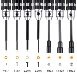 GoHobby Multi-Size RC Screwdrivers Set Hex Nut Phillips Driver RC Tools for Axial SCX24 Traxxas TRX4M Losi Mini-T 2.0 Wltoys Tamiya HSP HPI 1/24 1/18 RC Crawler Truck Buggy Models