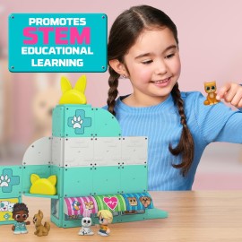 Tile Town Pet Vet Magnetic Tiles Set, 48 Piece Magnet Tiles for Kids with Sound and Lights, Innovative Action Play Kids Magnetic Tile Toys, Ages 3-6