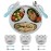 YLARMY Set of 4 Stainless Steel Divided Plates and utensils for kids,3 Compartment Toddler Plate Metal Kid Dinner Tray BPA Free, Cute Panda Shape Toddlers Dishes Dinnerware Picky Eater bowls