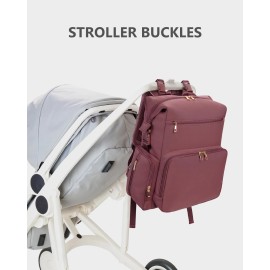 CEI-CEI Neoprene Diaper Bag Backpack with Changing Pad, Large Newborn Baby Maternity Bags Travel Tote with Insulated Pockets (Pink)