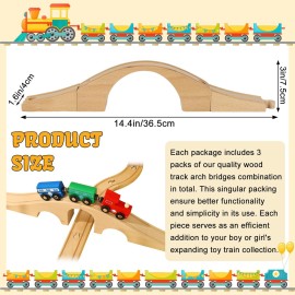 JarThenaAMCS 8 Pieces Wood Train Track Expansion Set Wooden Train Bridges Straight Wooden Train Track Accessories for Most Major Toy Train Tracks Railway