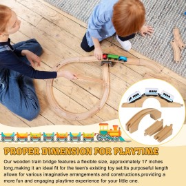 JarThenaAMCS 8 Pieces Wood Train Track Expansion Set Wooden Train Bridges Straight Wooden Train Track Accessories for Most Major Toy Train Tracks Railway