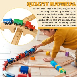 JarThenaAMCS 8 Pieces Wood Train Track Expansion Set Wooden Train Bridges Straight Wooden Train Track Accessories for Most Major Toy Train Tracks Railway
